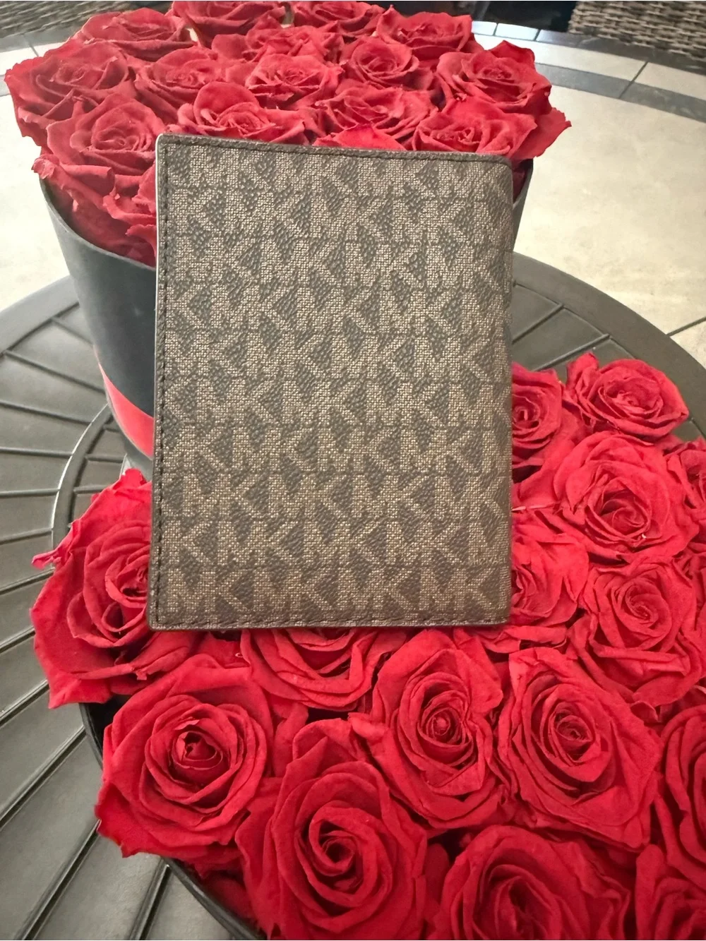 Michael Kors Brown Signature Logo Card & Key Holder